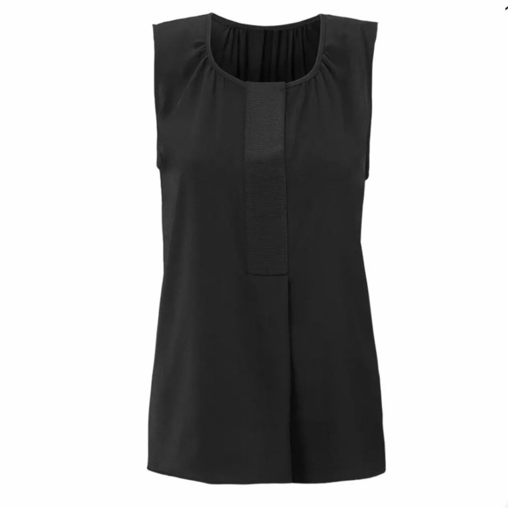 CAbi Snap Blouse #5540 Black Sleeveless Sz L